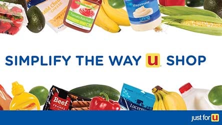 Simplify the way u shop. Different food items around just for U®program image.
