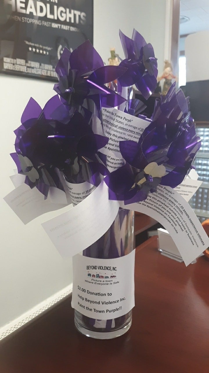 Stop by and purchase your $2 pinwheel while we paint the town Purple for the month of October as Domestic Violence Awareness month! All proceeds benefit the Beyond Violence Shelter here in Berwick!