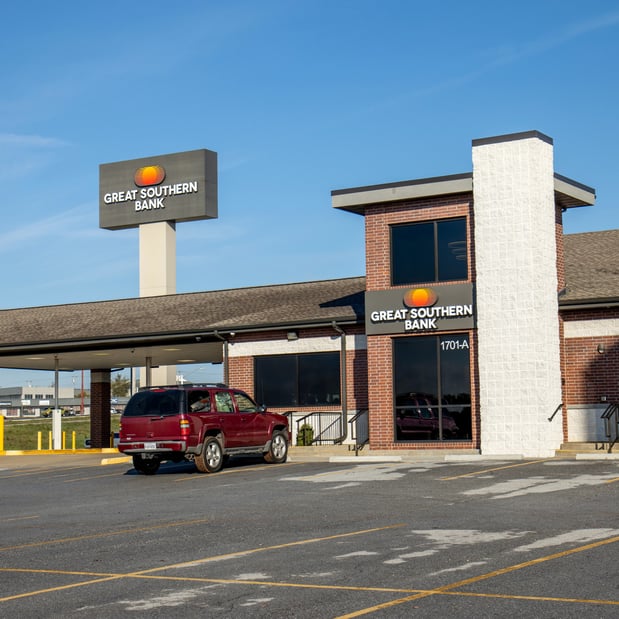 Outside of Great Southern Bank building.