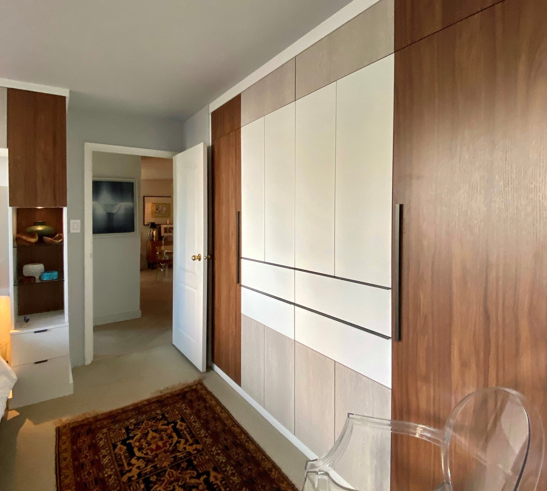 Sleek three-toned wardrobe side view of three toned wardrobe