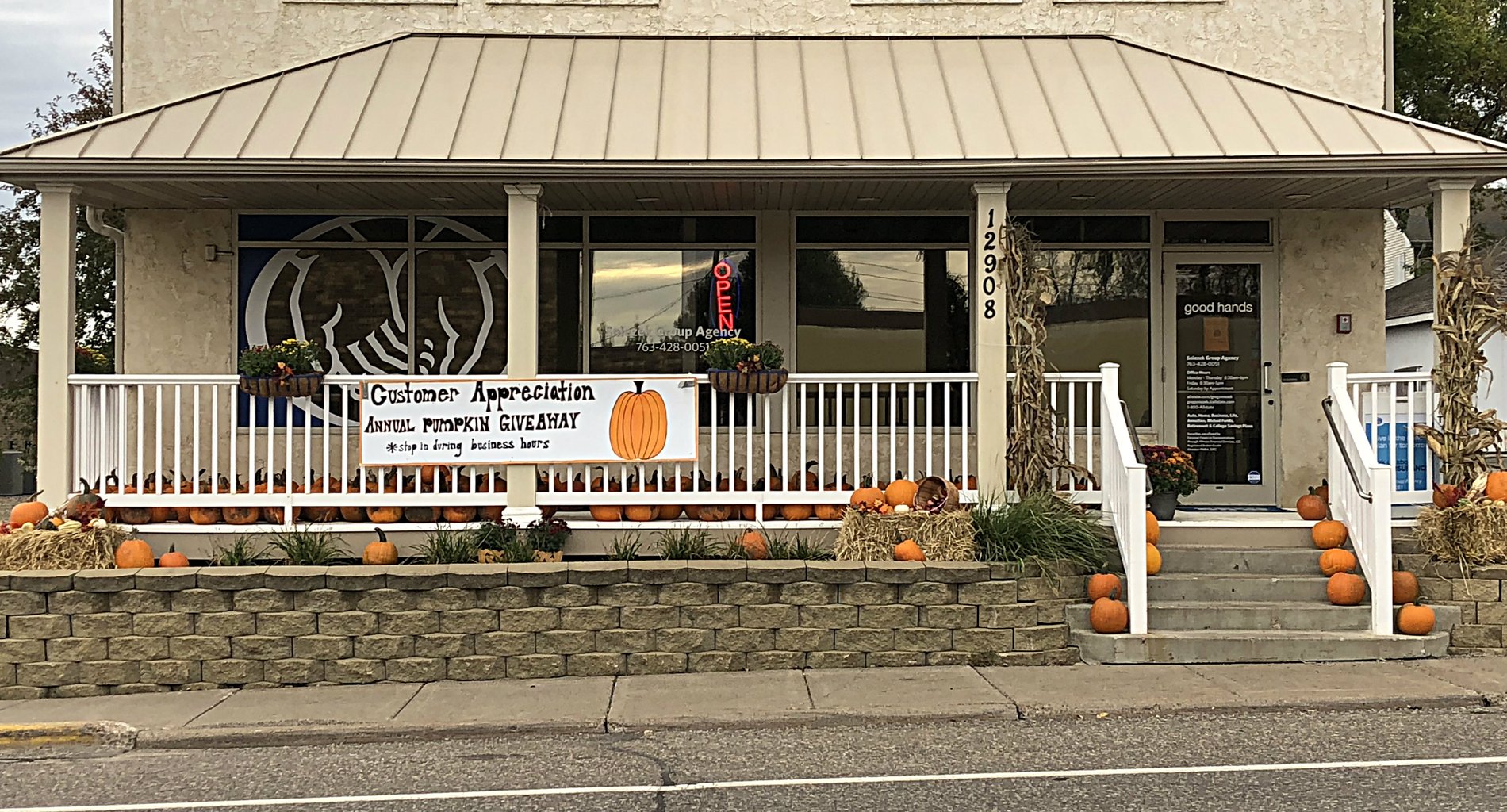 Customer appreciation pumpkin giveaway. We give away over 350 pumpkins every year.