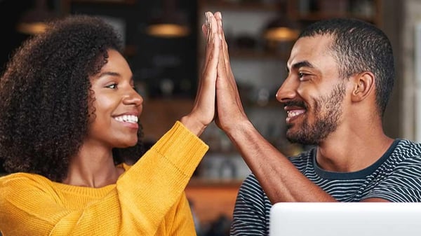 a couple high-fives after enrolling in eStatements