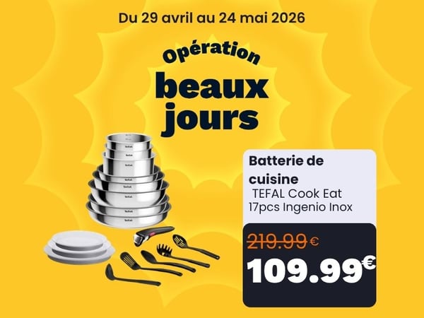 Batterie de cuisine TEFAL Cook Eat 17pcs Ingenio Inox