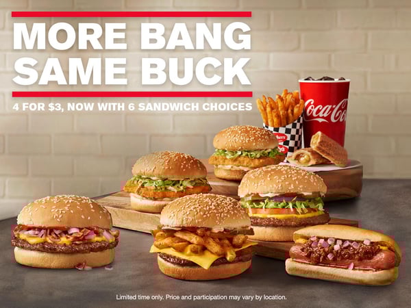 5 sandwiches, 1 chili dog, 1 apple pie, fries, and a drink