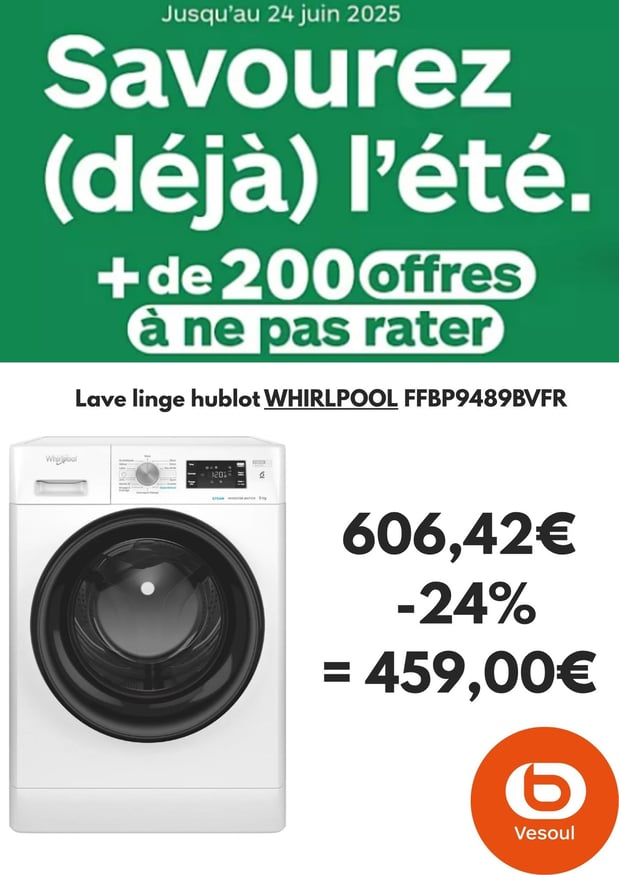 Lave linge hublot WHIRLPOOL FFBP9489BVFR