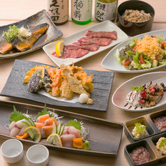 ■天菜-Amana-■旬の鮮魚菜の天麩羅、お造り三種盛り合わせ付きコース【2時間飲み放題付き8品3980円】