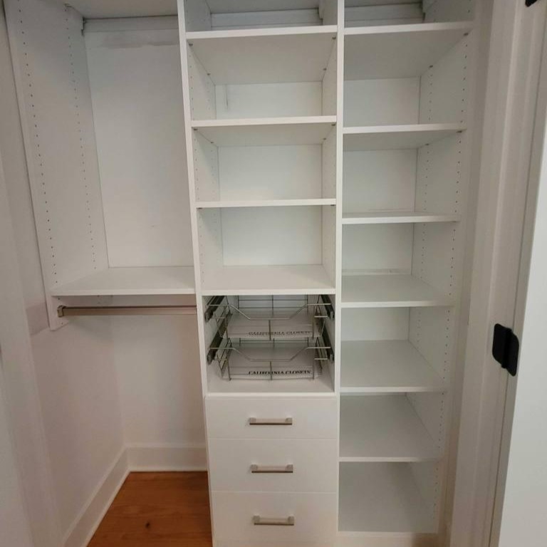 Small Closet with Big Storage Solutions A small closet transformed with space-saving shelves and drawers.