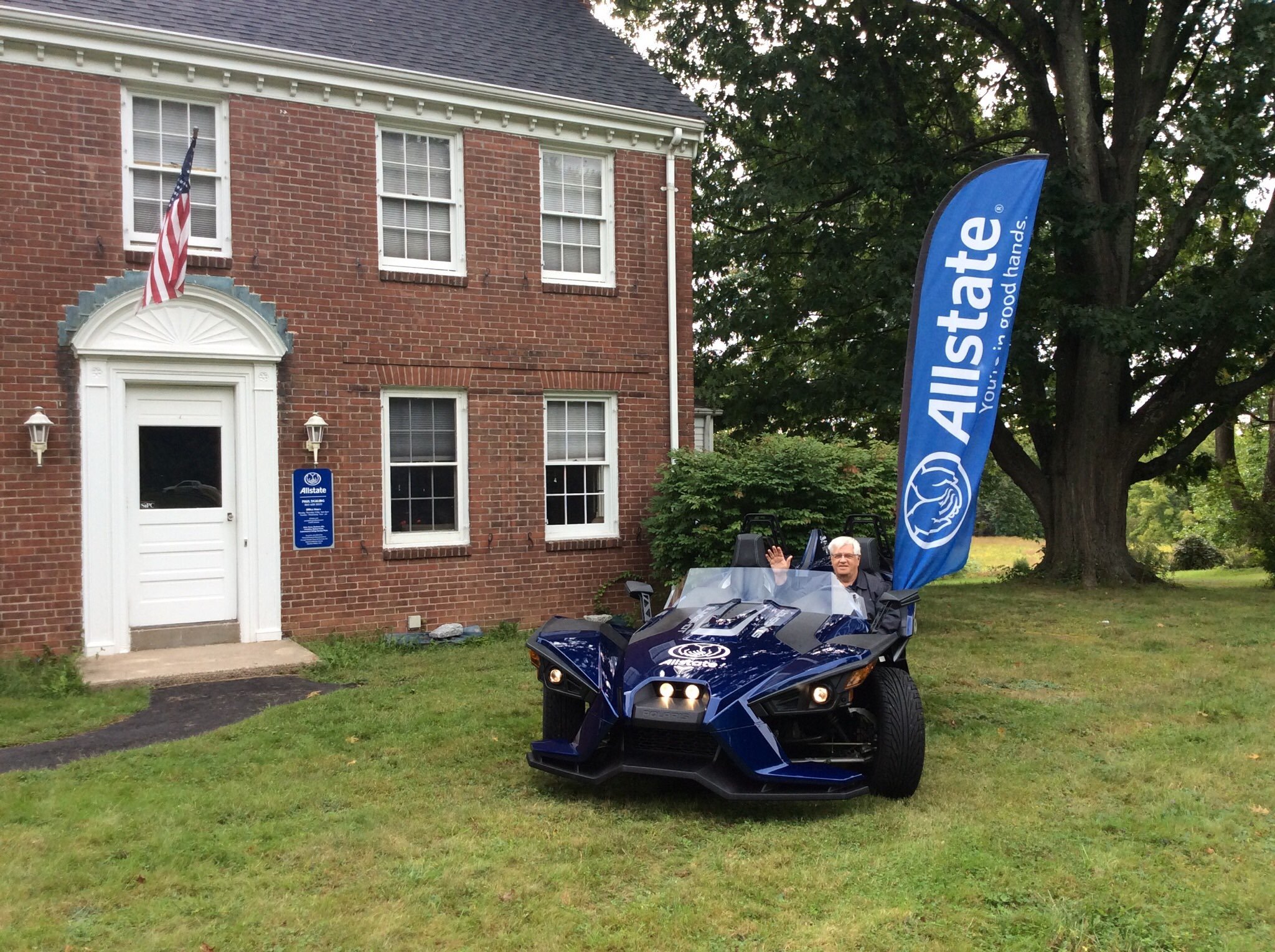 Paul in the Allstate Slingshot. We can insure yours too!