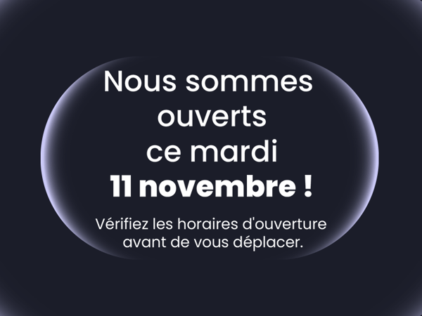 Annonce ouverture exceptionnelle Boulanger Toulouse Colomiers – magasin ouvert le mardi 11 novembre 2025, horaires à vérifier sur le site, offres et promotions sur électroménager, TV, audio et multimédia.
Jour férié
11/11/2025
Ouverture exceptionnelle
