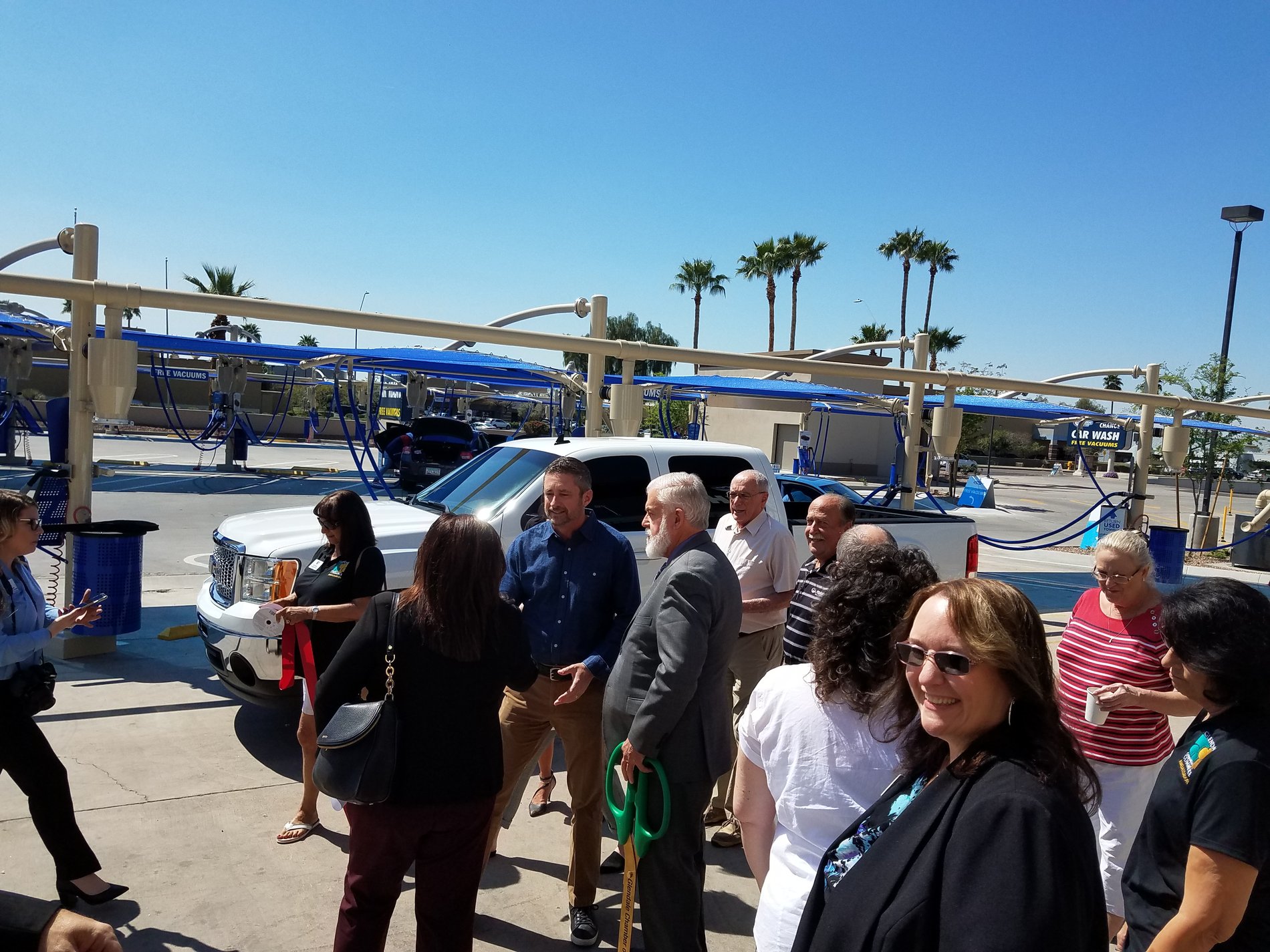 A few of the area business owners coming out for ribbon cutting at Cobblestone Auto Spa
