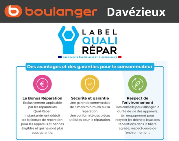Le Service dépannage local de Boulanger Davézieux certifié Qualirepar