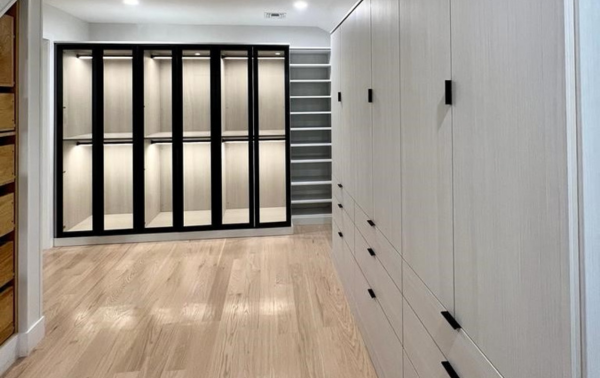 Black and White Walk-in Closet California Closets Nassau County New York walk in closet design custom closets closet designers designer closets closet shoe storage built-in closets closet systems closet drawer organization closet shelf org