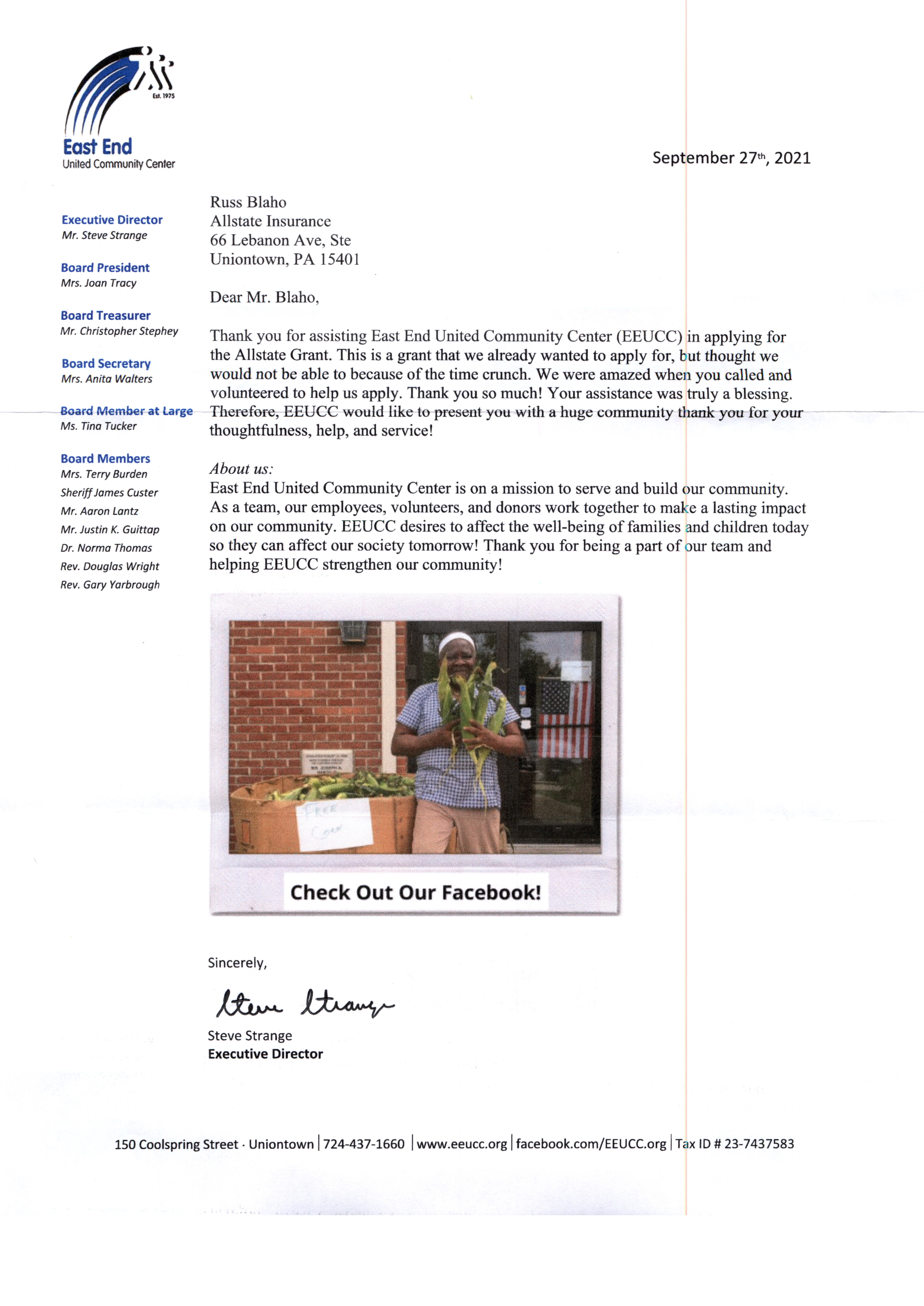 Thank you letter