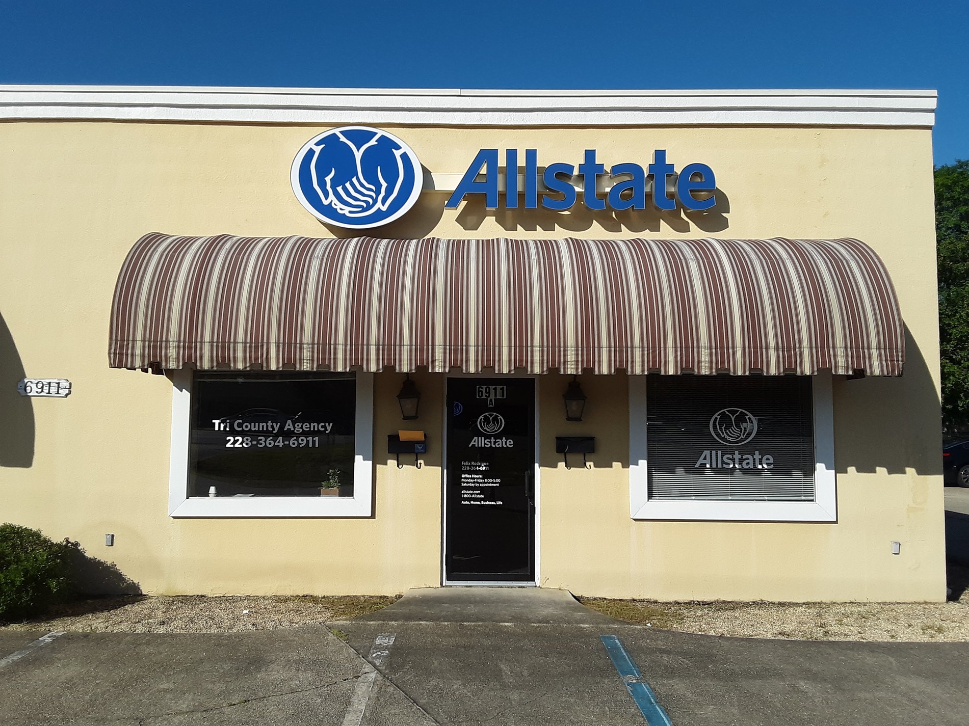 Tri County Allstate office located at 6911 Washington Ave. Suite A, Ocean Springs, Mississippi 39564