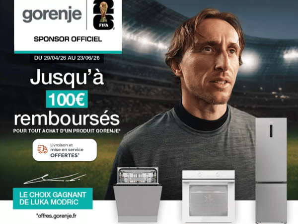 OFFRE DE REMBOURSEMENT GORENJE – Profitez jusqu’à 100€ remboursés pour l’achat d’un appareil électroménager de la marque Gorenje.