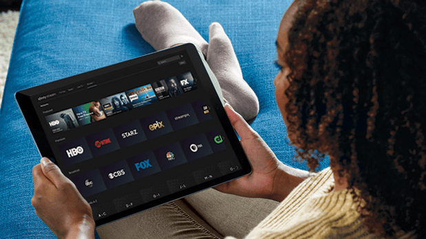Woman watching TV on her iPad