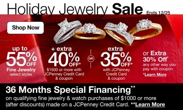 Save up to 55% off on jewelry at JCPenney!