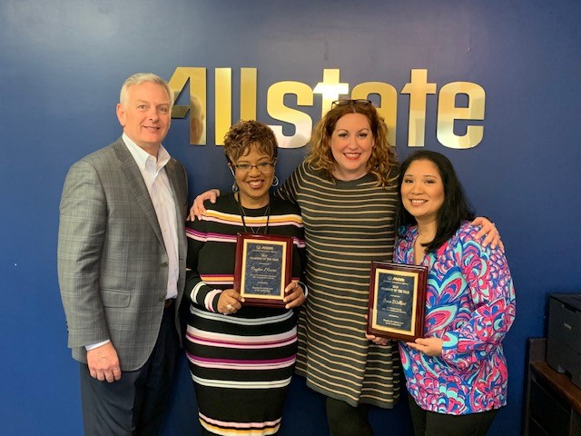2019 Agency Achievement winners with Rod Lovelace. Faytra Moore, Liz Royer and Jean Wilkins