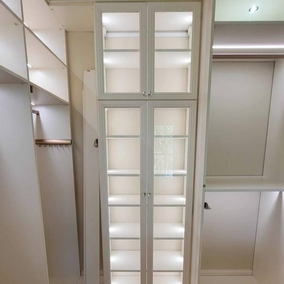 Custom Pantry Solution Greensboro - Custom closets - Floor-to-ceiling glass cabinets with display shelves in walk-in closet