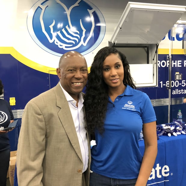 The Mayor stopped by the Allstate booth while we were giving away Disaster Preparedness Kits with Allstate Foundation.