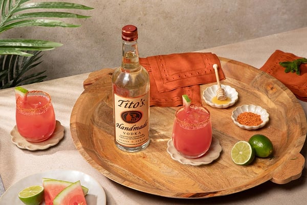 titos handmade vodka and watermelon spritzer cocktails
