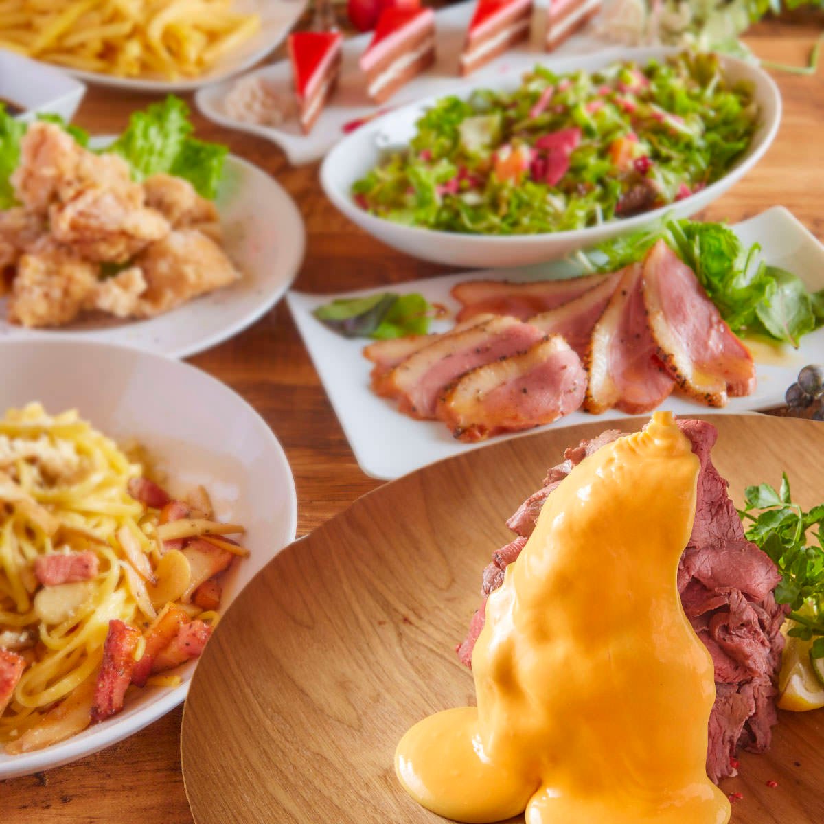 *人気No.1★肉ボルケーノコース*2.5時間飲み放題付・希少部位ローストビーフチーズ 8品 5000円⇒4000円