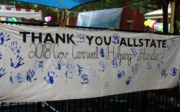 Photo of Thank You Allstate Sign at Covenant House Carnival 2018