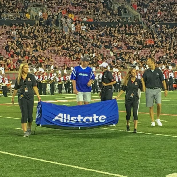 Down on the field at halftime of the Louisville Cardinals vs. Clemson Tigers on Saturday, September 16, 2017.