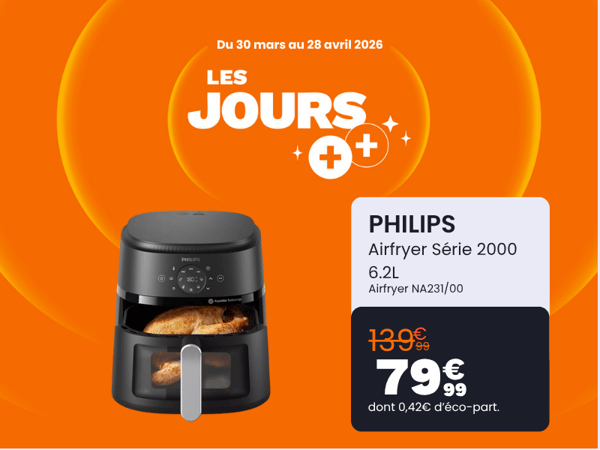 Les jours++ - Airfryer PHILIPS Série 2000 6.2L à 79.99€