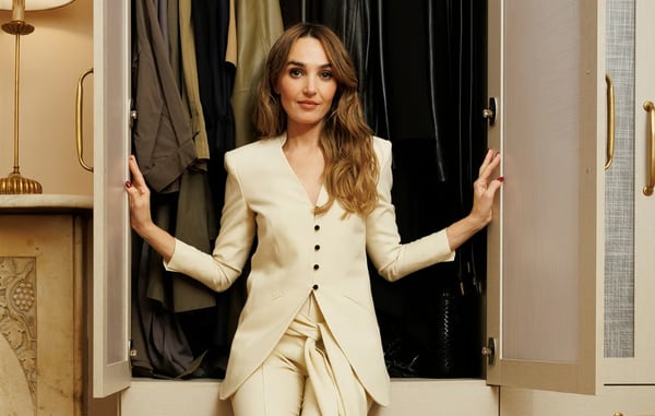 Paris meets Manhattan for SNL star Chloe Fineman custom wardrobe closet with adjustable shelves by California Closets