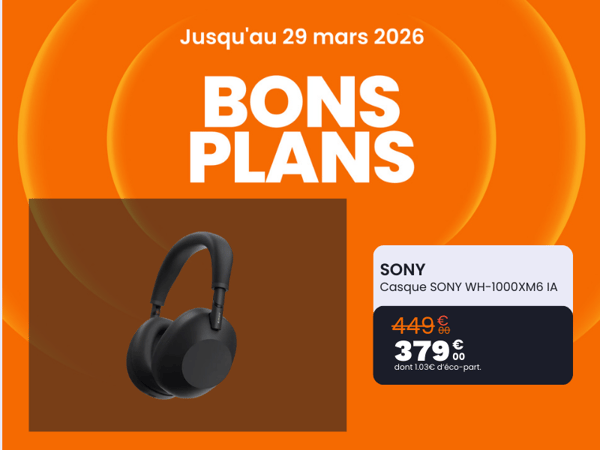 Bon plan - Casque à réduction de bruit Sony WH‑1000XM6 à 379€