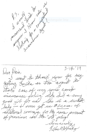 Notes like these make our efforts worth while!