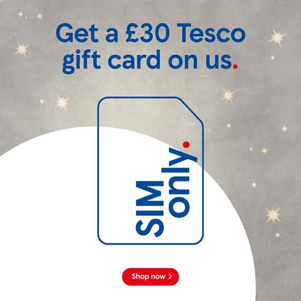 Get a £30 Tesco gift card with deals that sparkle at Tesco Mobile, Shop now