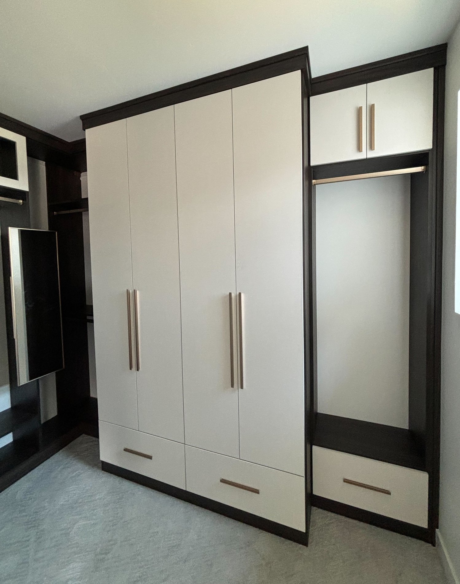 Custom Designed Walk In Closet in Cool Avenue & Morning Light Custom designed and built walk in closet by California Closets San Diego, California.
