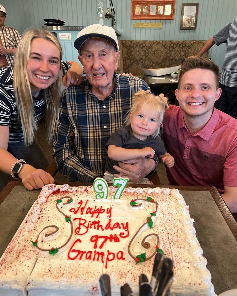 Stevie (Stephen's daughter) at her great great grandpa's 97th birthday.