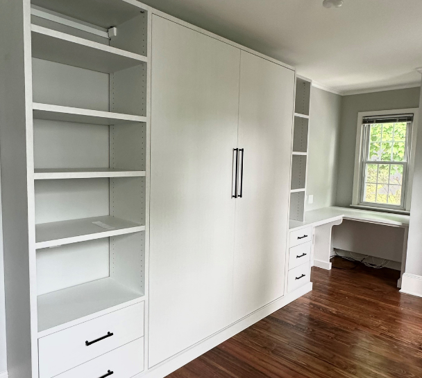 White Wall Bed California Closets NYC custom built closets new york walk in closets hidden bed bookshelf with cabinets crafting closets closet design ideas custom closet systems