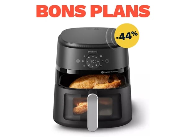 Airfryer PHILIPS NA231/00 Friteuse sans huile avec fenêtre de cuisson Noir/Argent, Série 2000 6.2L