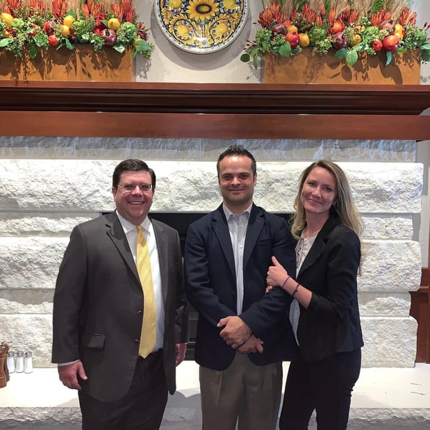 Donny and Rachelle with financial specialist, Reed at The Saunders Agency Retirement Luncheon, 2019.