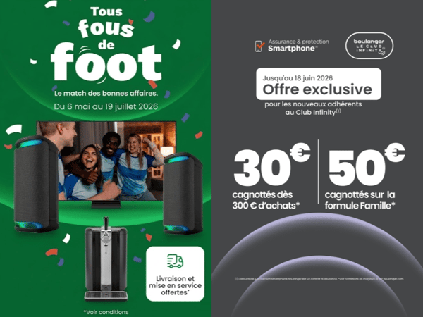 Les nouveaux adhérents au Club Infinity peuvent bénéficier d’une offre exclusive avec jusqu’à 50 € cagnotés selon la formule choisie chez Boulanger Angoulême - Champniers