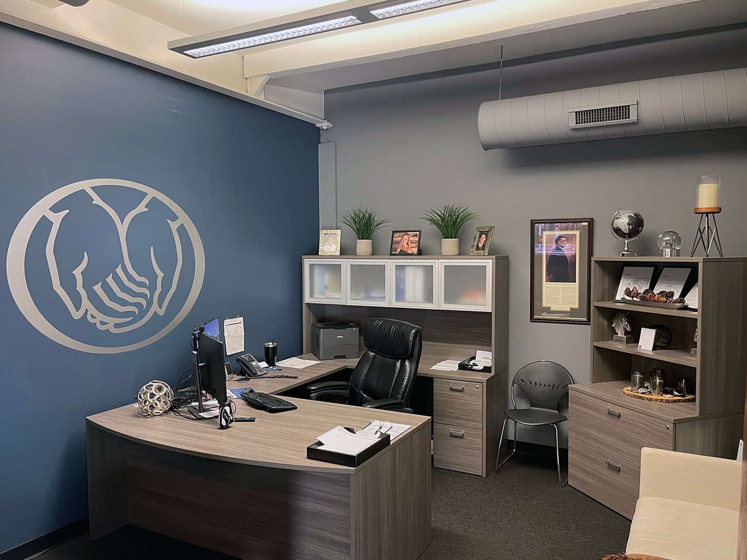 Mario's office inside the agency