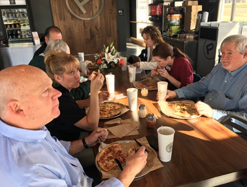 With board member Russ Lake and others at a St Charles Restaurant Grand Opening.