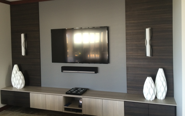 Luxe Entertainment Center Luxe entertainment center in two-tone light and dark finishes