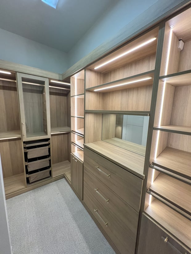 Custom walk-in closet by California Closets Charlotte in North Carolina Custom walk-in closet by California Closets Charlotte in North Carolina