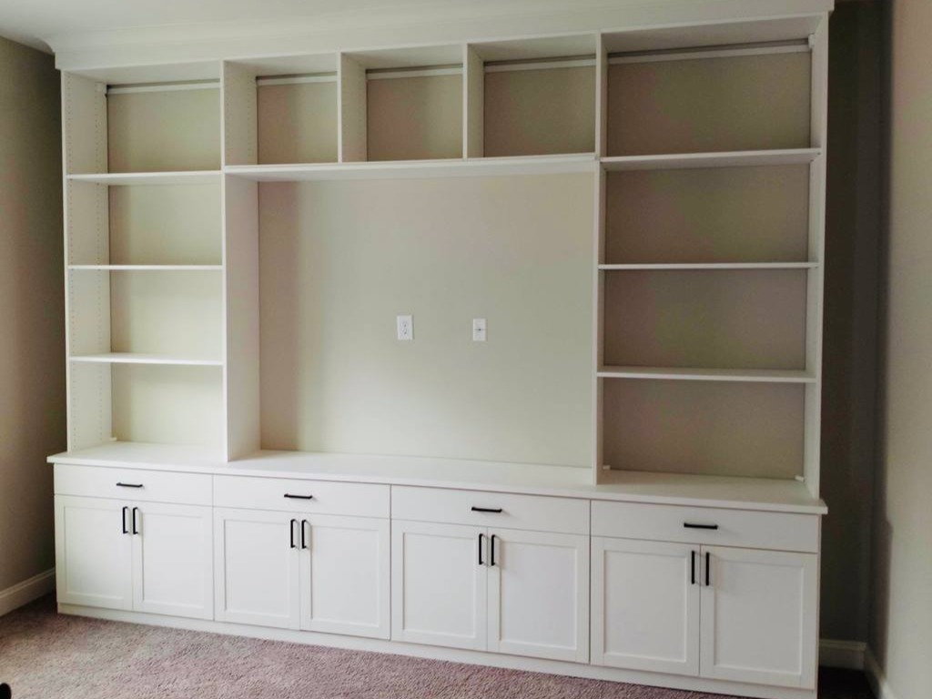 Streamlined Living Room Entertainment Center A living room entertainment center for stylish media organization.