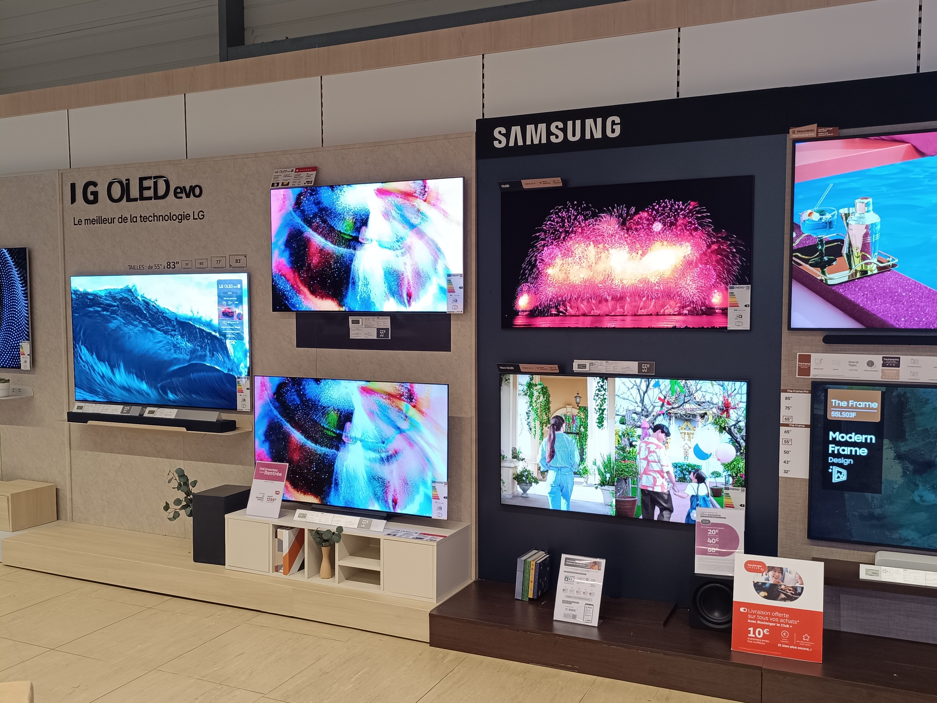 Boulanger Biganos Arcachon rayon TV mural