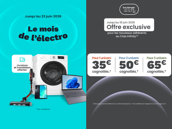 Profitez du mois de l'électro chez Boulanger Niort ! Envie de moderniser votre cuisine, de simplifier votre quotidien ou de craquer pour les dernières nouveautés tech ? C'est le moment idéal pour concrétiser vos projets ! Jusqu'au 23 juin 2026, profitez d'offres exceptionnelles sur une large sélection d'appareils