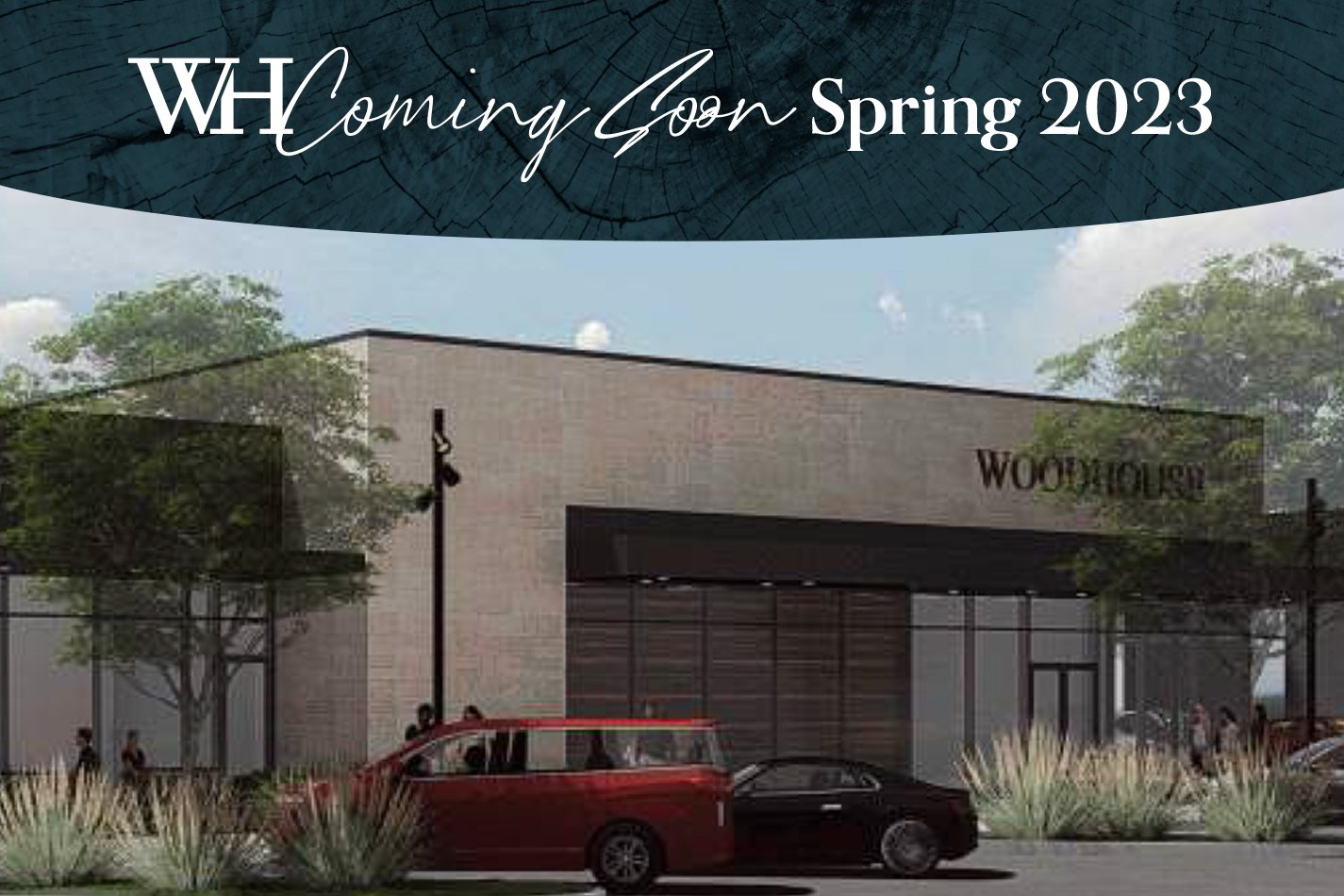 Front entrance of Woodhouse Spa College Station opening Spring 2023.