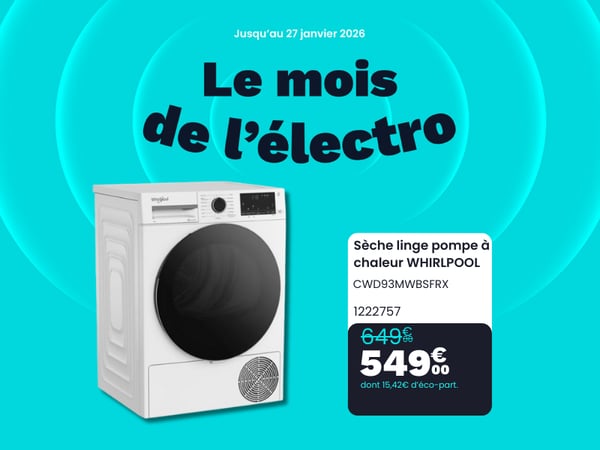 Sèche linge pompe à chaleur WHIRLPOOL CWD93MWBSFRX