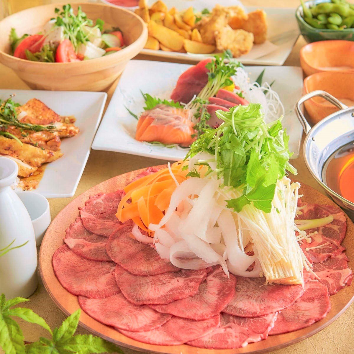 ■結-yui■絶品創作和食堪能!牛タンしゃぶ付き!一之助お試し宴会コース【2時間飲み放題付】6品 2980円