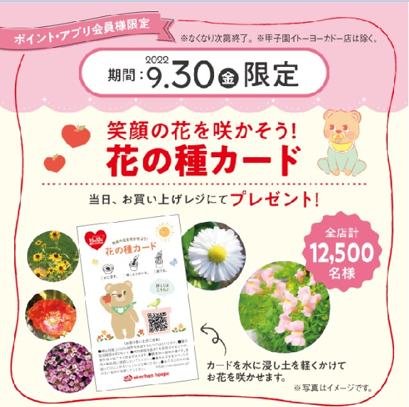 笑顔の花を咲かそう♪
花の種カードプレゼント!